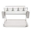 Scurgator de vase cu suport tacamuri, pliabil, Brabantia, SinkSide, 51x42x33 cm, aluminiu, gri deschis