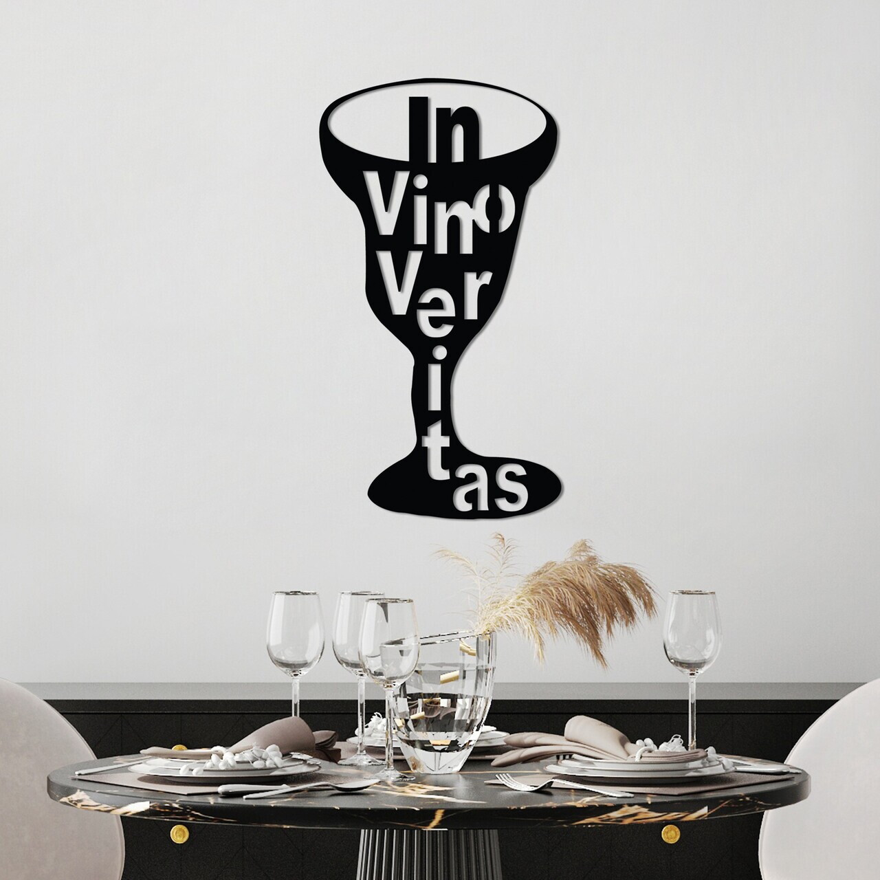 Decoratiune de perete, Veritas 1, 30 x 60 cm, Negru — imaginea 2