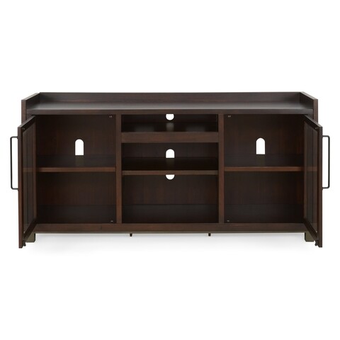 Comoda TV, Starmore, L.178 l.46 H.89, metal/lemn/sticla, maro