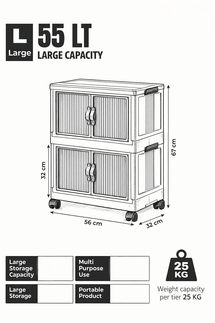 Dulap multifunctional, Hanah Home, Lavine 67, 32x67x56 cm, PLASTIC, Alb — imaginea 5
