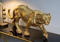 Figurina /sculptura decorativa Leopard Shant, Mauro Ferretti, 89x21x33 cm, polirasina, auriu