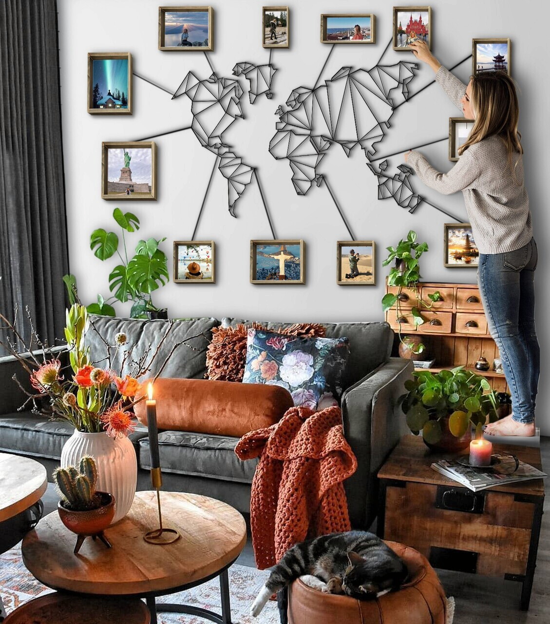 Decoratiune de perete, MAP-MET9001-BLC, Dimensiuni: 100 x 60 x 1,5 cm, Negru — imaginea 3