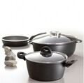 Oala cu capac Granite, Ambition, 24 cm, 4.5 L, aluminiu, negru