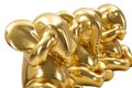 Set 3 decoratiuni Elephant, Mauro Ferretti, 15.5x20.5 cm, polirasina, auriu