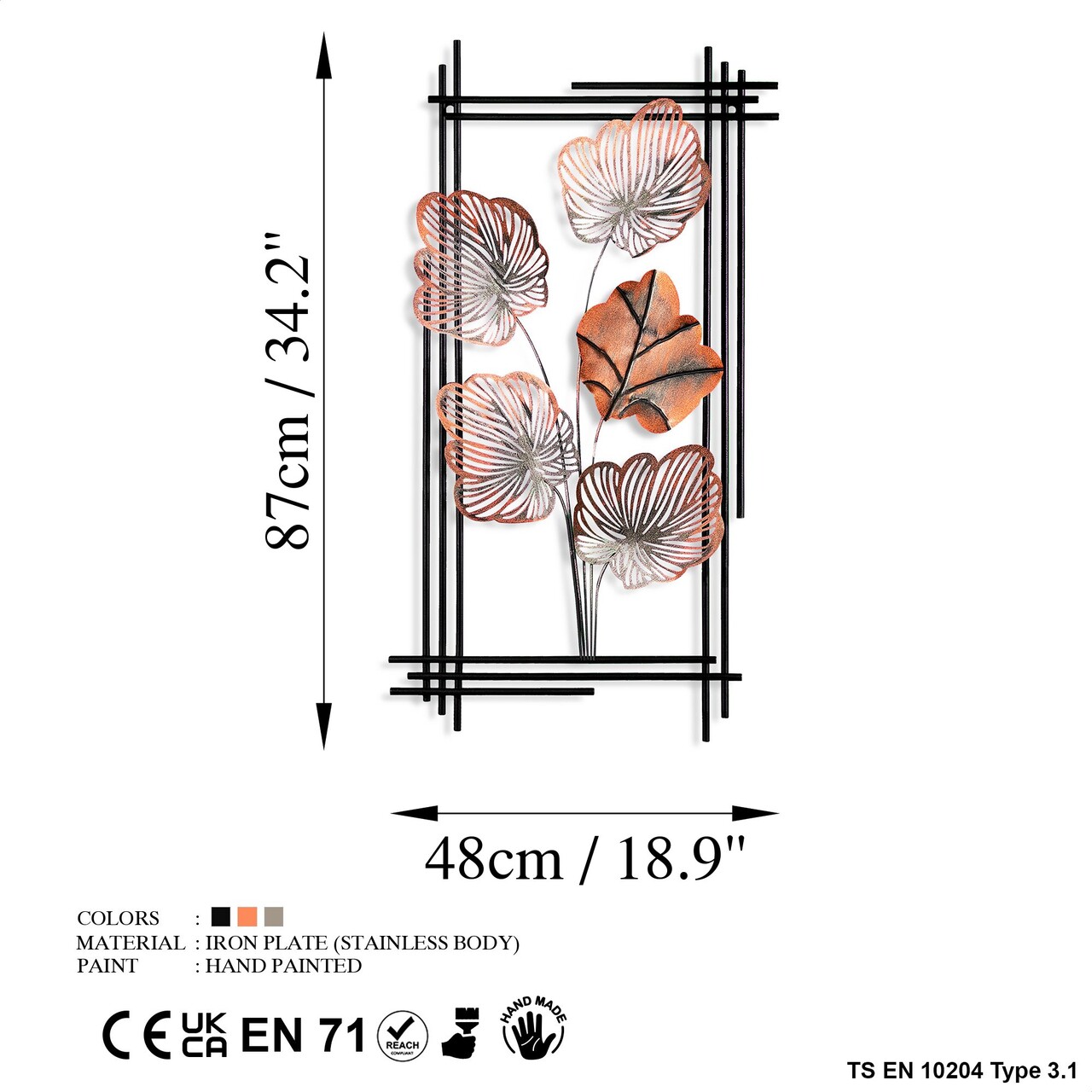 Decoratiune de perete, Daiyu 4, Dimensiuni: 48 x 87 x 4 cm, Multicolor - view 7