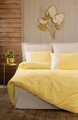Lenjerie de pat dubla, 4 piese, 200x220 cm, 100% bumbac ranforce, Cotton Box, Plain, galben/crem