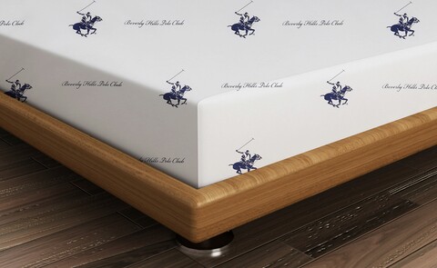Cearceaf de pat cu elastic, 160×200 cm, 100% bumbac ranforce, Beverly Hills Polo Club, BHPC 005, albastru