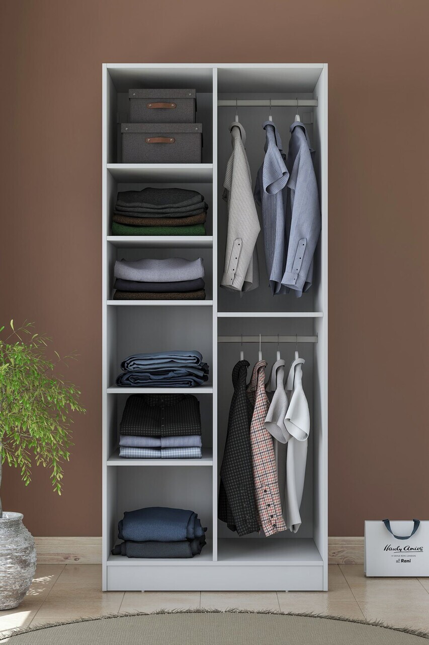 Dulap pentru haine, Hanah Home, BA220, 90x210x57.5 cm, PAL melaminat, Alb - view 6