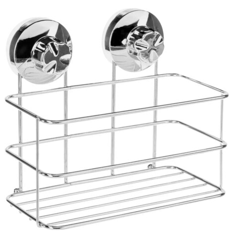 Suport accesorii pentru baie, 5five, fixare cu ventuze, 19 x 12 x 16 cm, otel 5five