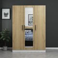 Dulap pentru haine, Minerva, Kale Walnut, 135x190x52 cm, PAL, Maro