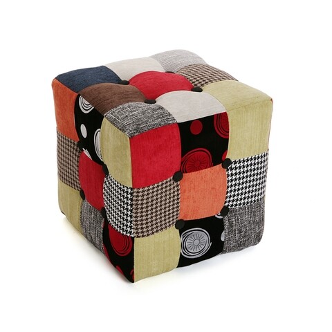 Taburet, Versa, Cube Philippe, 35 x 35 x 35 cm, lemn/bumbac, multicolor mezoni.ro