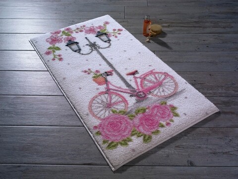 Covoras de baie Romantic Bike, Confetti, 80x140 cm, roz