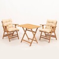 Set mobilier de gradina 3 piese, Meya Dekor, My025, Lemn de fag, Natural / Crema
