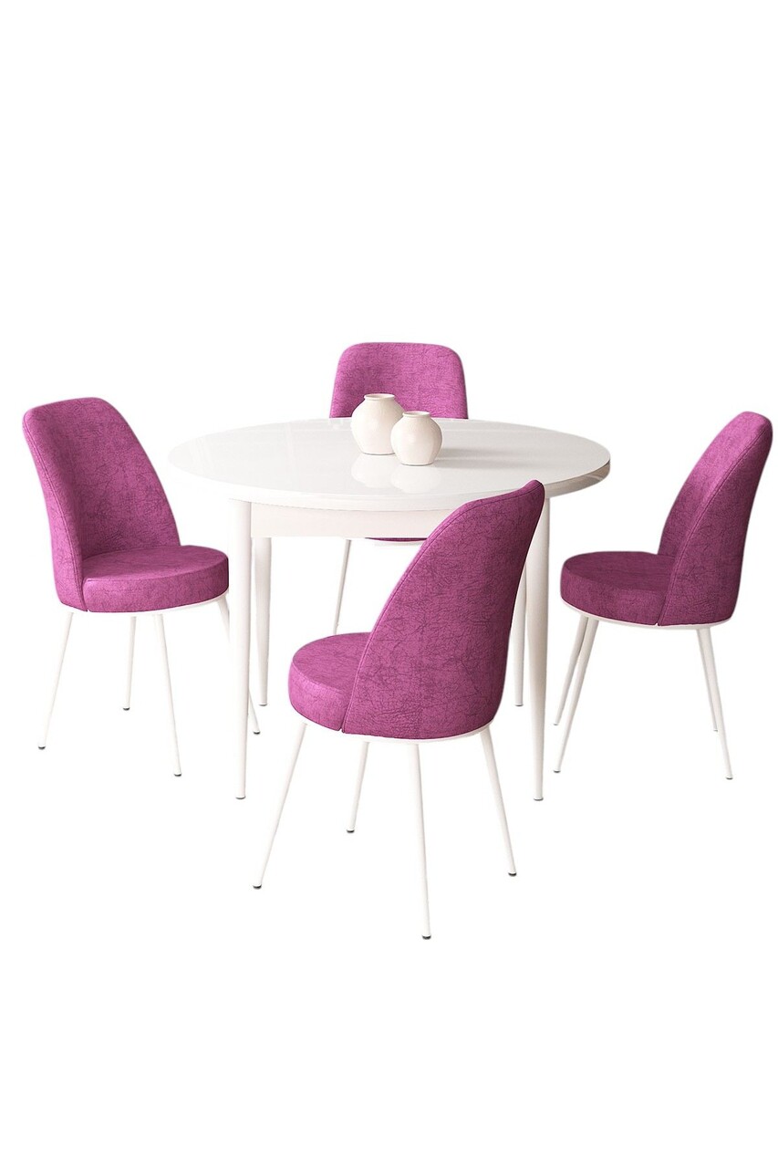Set masă și scaune (5 bucăți), Hanah Home, Tor, Alb/Mov - view 2