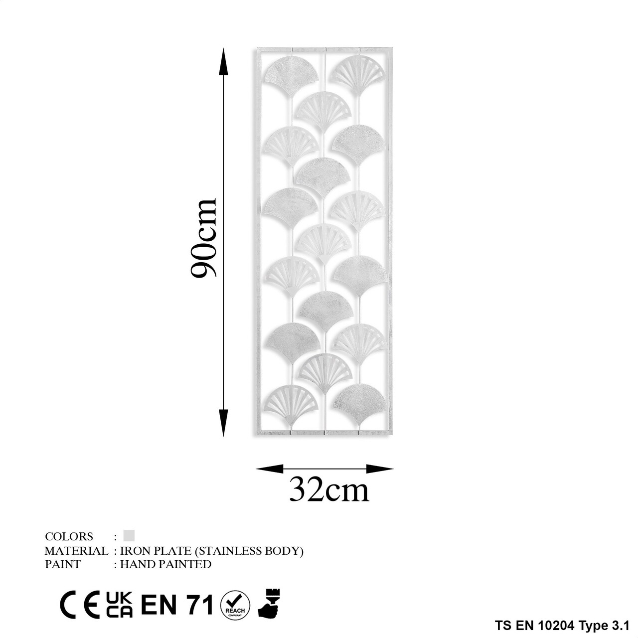 Decoratiune de perete, Fan 3, Metal, Dimensiune: 32 x 90 cm, Multicolor