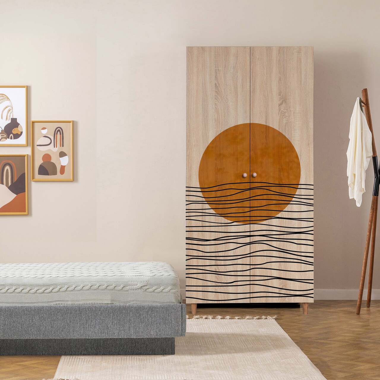 Dulap pentru haine, Vella, Lidya 2 -974, 90x192x52 cm, PAL, Sonomo - 1 | YEO