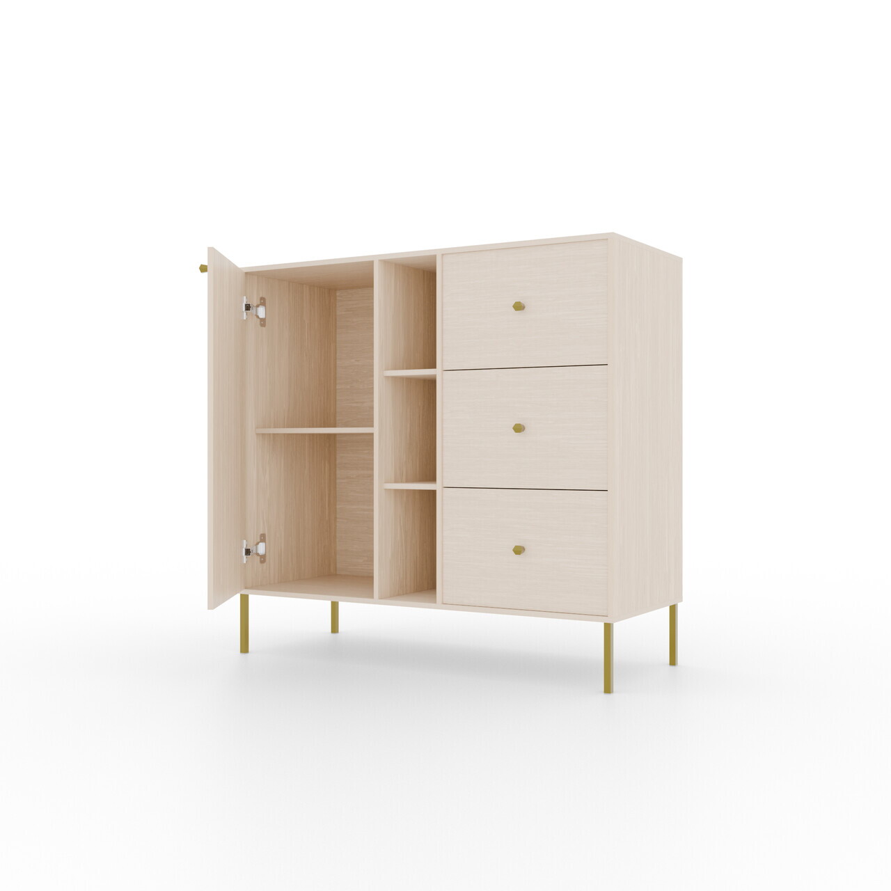 Comoda ADRK, Tili 1D 3S 3P, 100.2x40.8x95 cm, PAL laminat, bej — imaginea 4