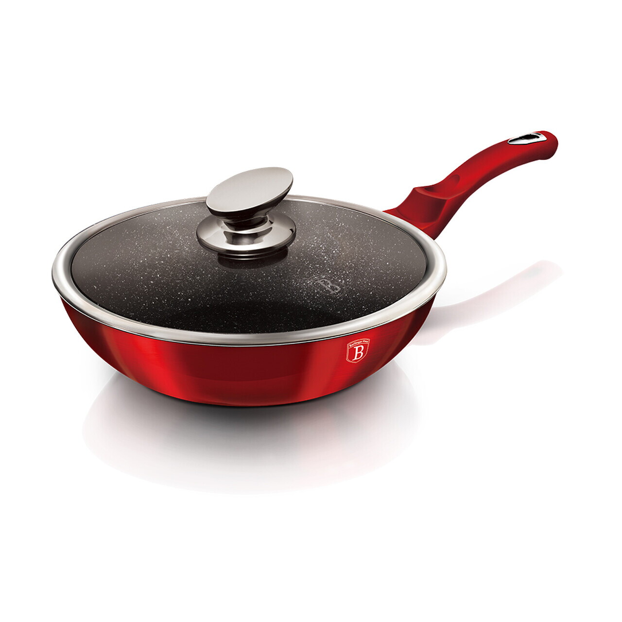 Tigaie Wok cu capac Berlinger Haus, Burgundy, 28 cm, 3.2 L, aluminiu forjat, rosu - imagine 4