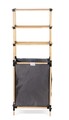 Organizator multifunctional cu cos pentru depozitare, Seowood, 141 x 56 x 28 cm, lemn solid/textil, natur/gri