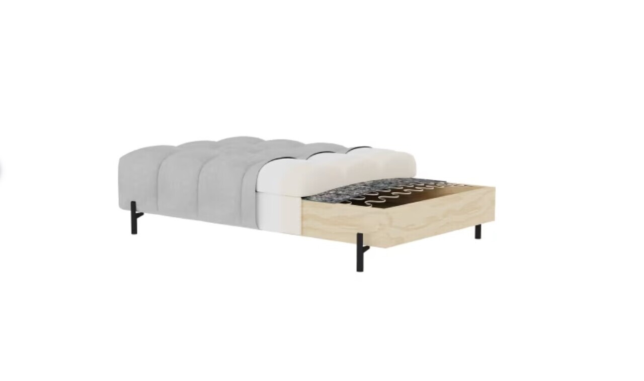 Taburet ELTAP, Ferivo, 137x68x37 cm, lemn/tesatura boucle, gri — imaginea 8