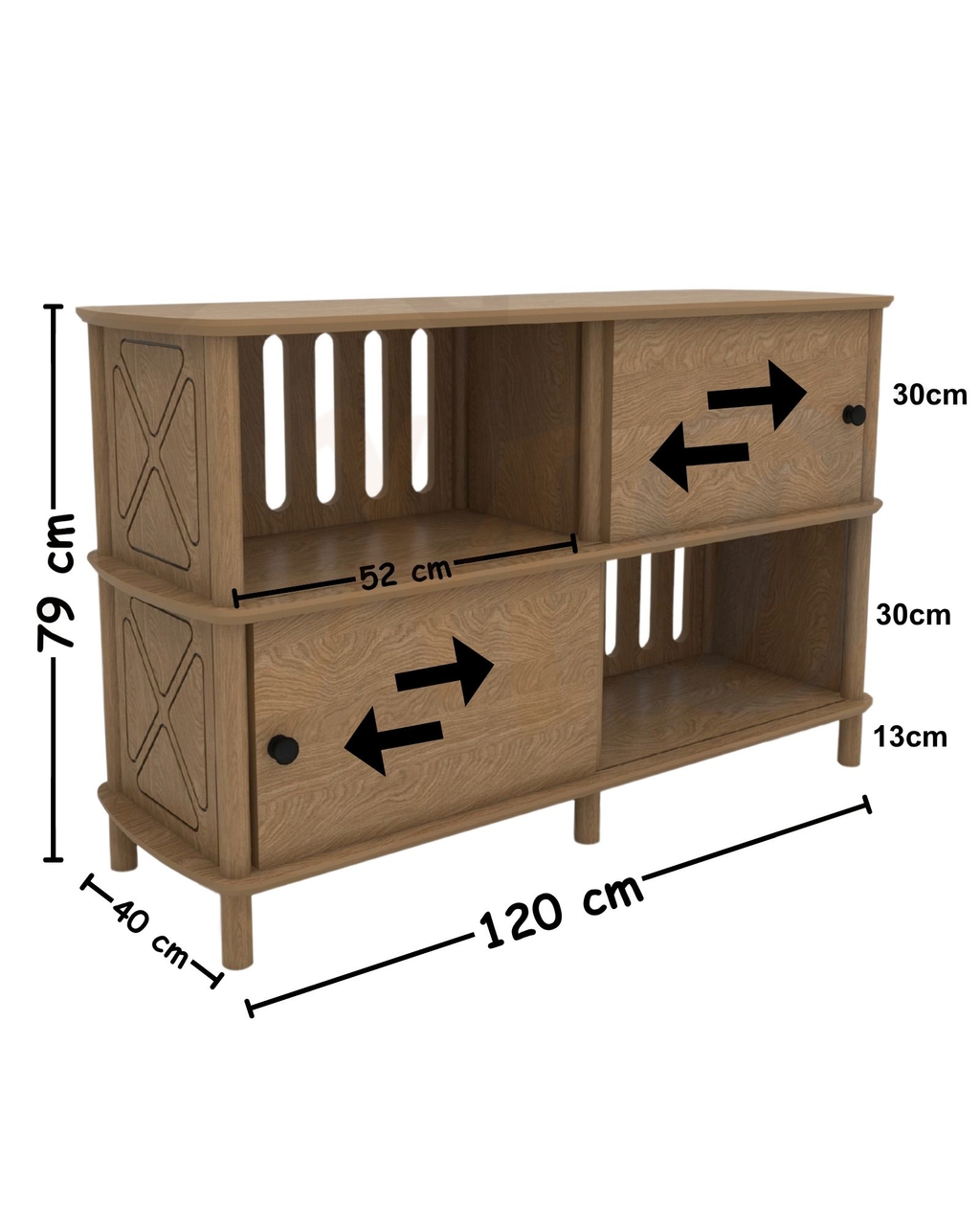 Consola, Hanah Home, Avena, 120x79x40 cm, Stejar - view 5