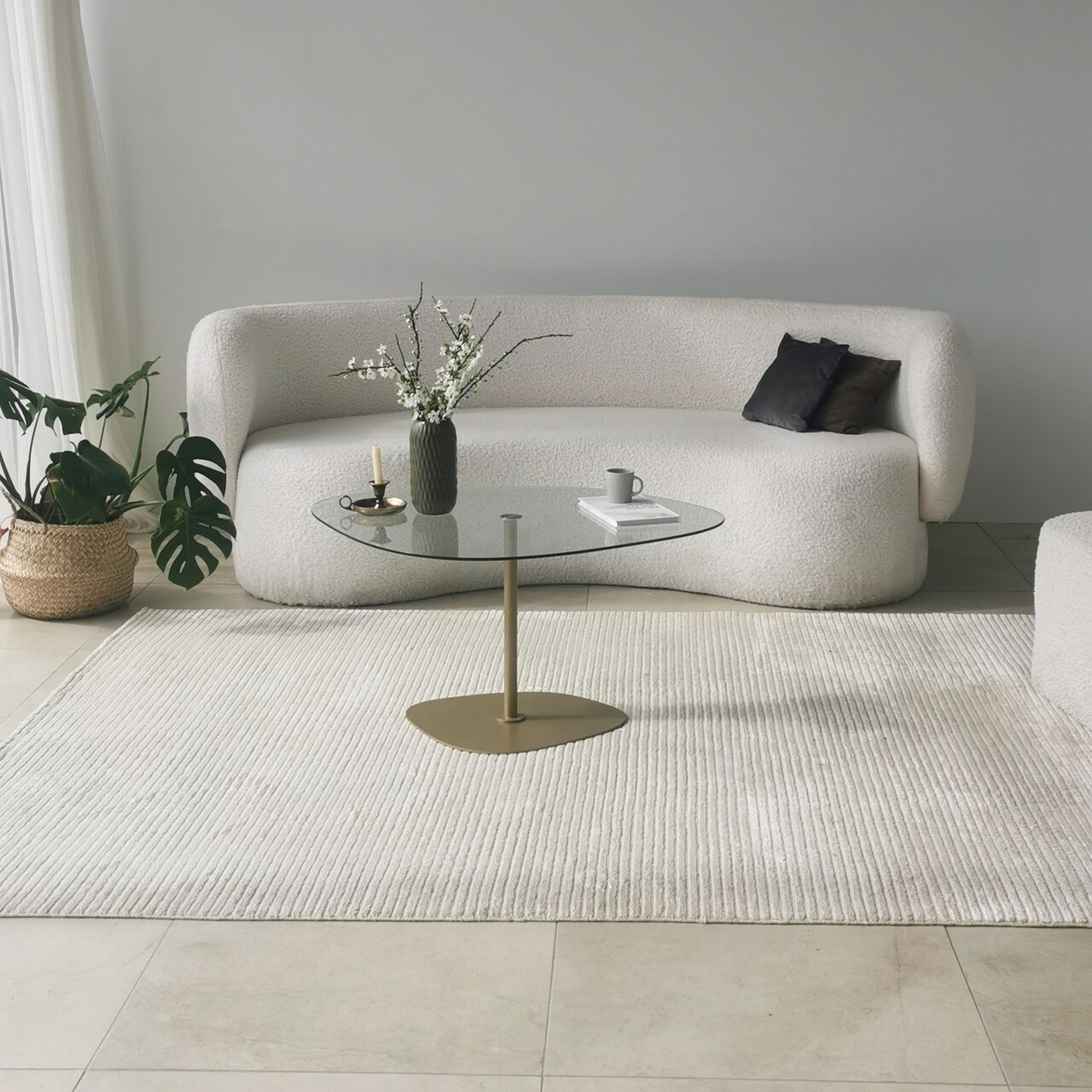 Masuta de cafea, Neostill, Soho, 85x40x67 cm, Sticla temperata, Transparent/Auriu - 1 | YEO