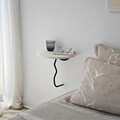Raft de perete, Neostill, Leo, 35x35 cm, Lemn masiv, Alb/Negru