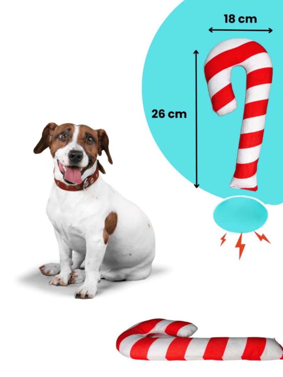 Jucărie pentru câini, Paws &amp; Whiskers, Havhav 1021, MATERIAL TEXTIL PLUȘAT/MATERIAL TEXTIL POLIESTER, Maro / Roșu / Alb - imagine 2