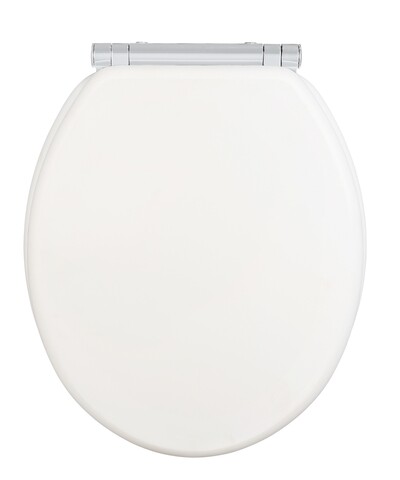 Capac de toaleta cu sistem automat de coborare, Wenko, Easy-Close Morra, 35 x 42 cm, mdf, alb mat