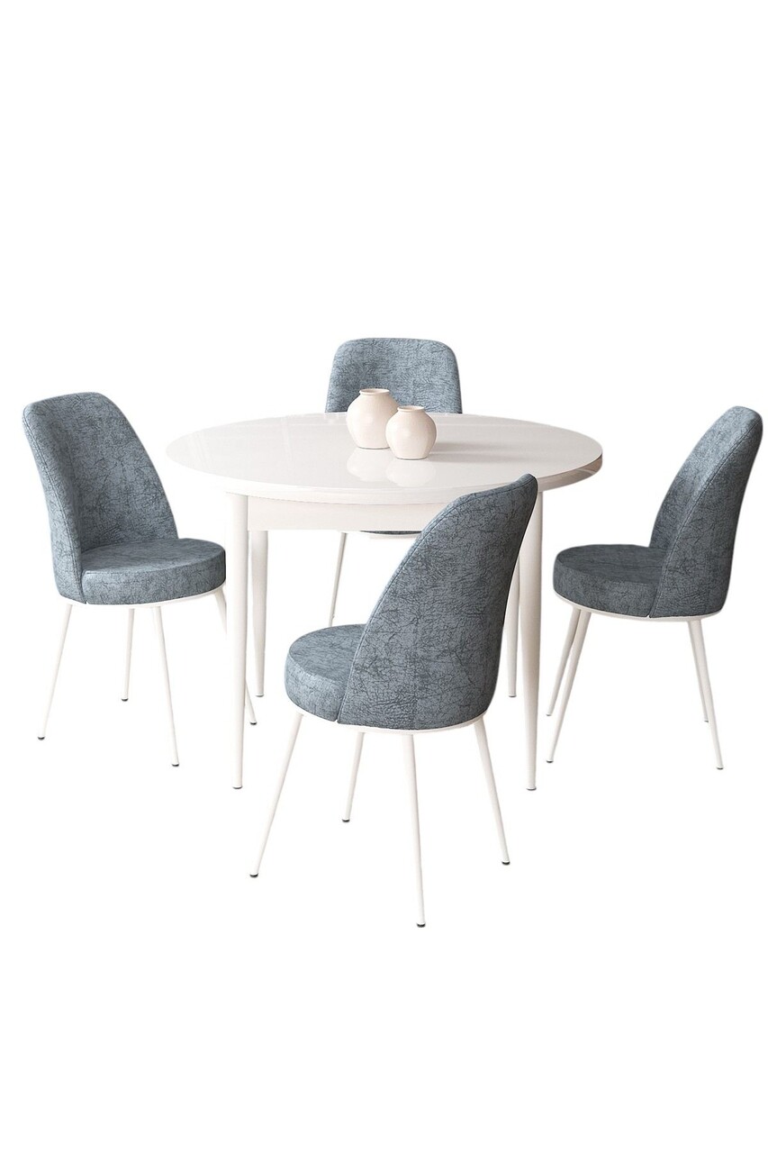 Set masă și scaune (5 bucăți), Hanah Home, Tor, Alb/Gri - view 2