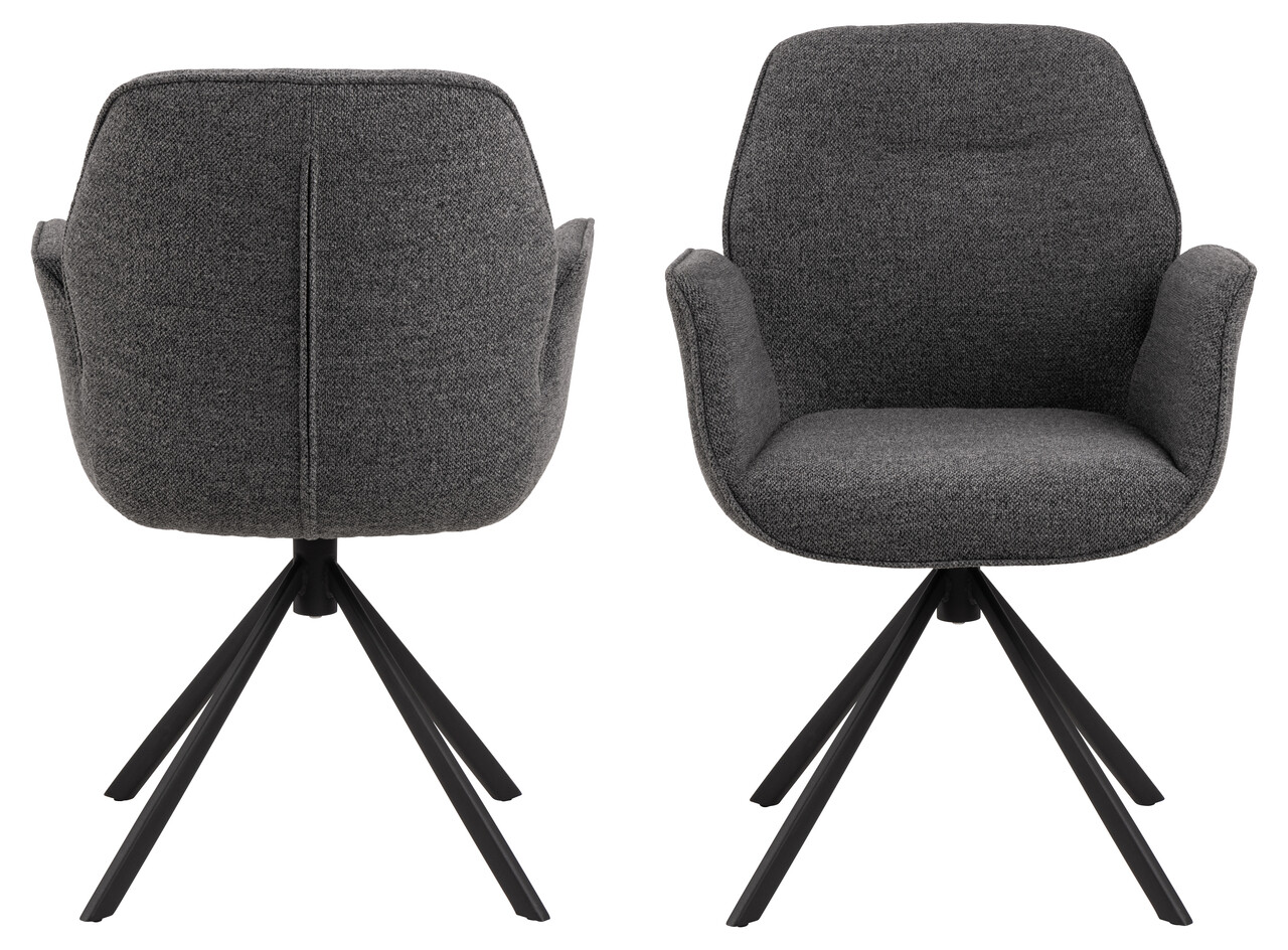 Scaun Aura, Actona, 62x61x90 cm, rotativ, tesatura Boucle/otel, antracit - view 8