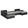 Coltar extensibil cu sezlong interschimbabil, Oliver, 332 x 207/171 x 88/71 cm, piele ecologica/stofa, negru/gri