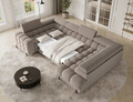 Coltar extensibil dreapta 3 locuri ELTAP, RT-18SO, Fectory, 346x205x93 cm, lemn/poliester, bej inchis