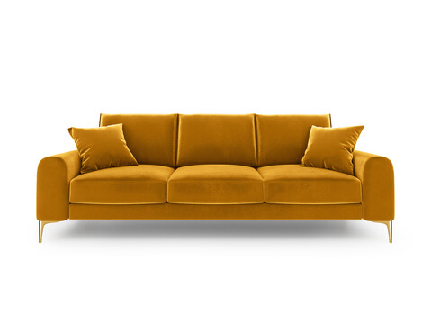 Canapea, Madara, Mazzini Sofas, 3 locuri, gold legs, 222x102x90 cm, catifea, galben