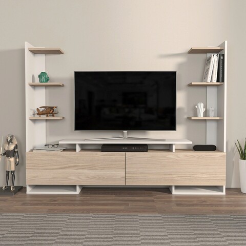 Comoda TV, Zena Home, Ava, 183.6x140x31.7 cm, PAL, Stejar alb mezoni.ro