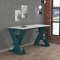 Birou Papillon, Decortie, 140x60x75 cm, alb/turcoaz
