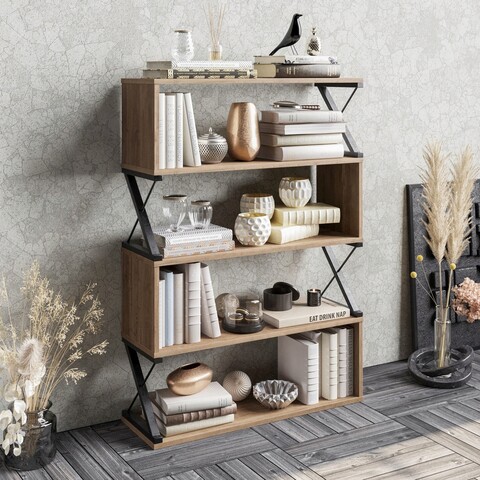 Corp biblioteca, decorotika, termas, 90x127x29.6 cm, nuc / negru