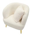Fotoliu cu perna decorativa Soffy, Mauro Ferretti, 73x66x78 cm, lemn de pin/piele ecologica, alb/auriu