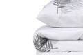 Lenjerie de pat pentru o persoana, Eponj Home, Palma 143EPJ09408, 2 piese, amestec bumbac, alb/gri
