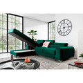 Coltar extensibil stanga 3 locuri ELTAP, LT-35NU, Grayson, 278x205x92 cm, lemn/poliester, verde inchis