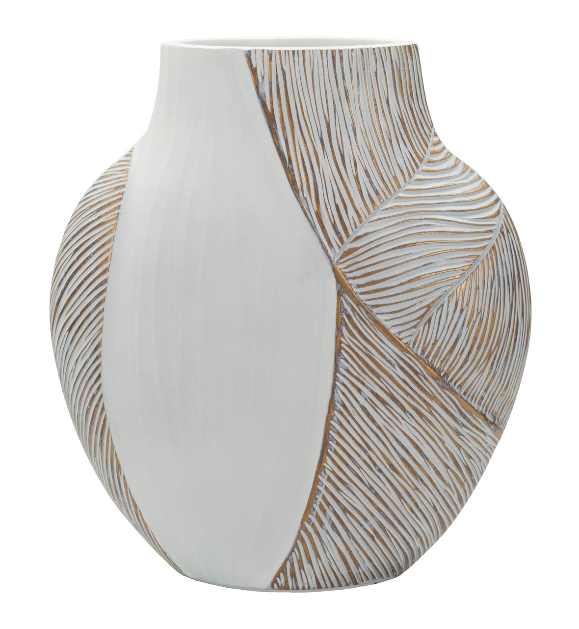 Vaza decorativa, Mauro Ferretti, Ho Chi Minh, 27x11.5x31 cm, polirasina, alb decolorat - imagine 6