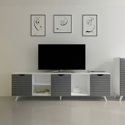 Comoda tv, avva home, patara, 180x53.4x29.5 cm, antracit/alb