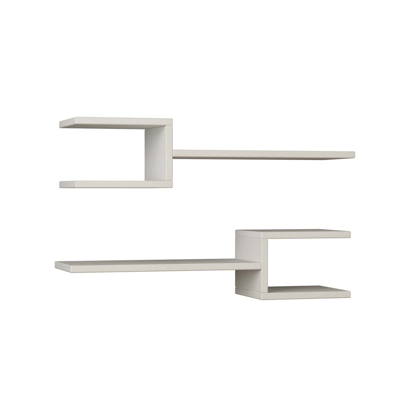 Set 2 Rafturi Pentru Perete Fork, Decortie, 75x22x14 Cm, Alb