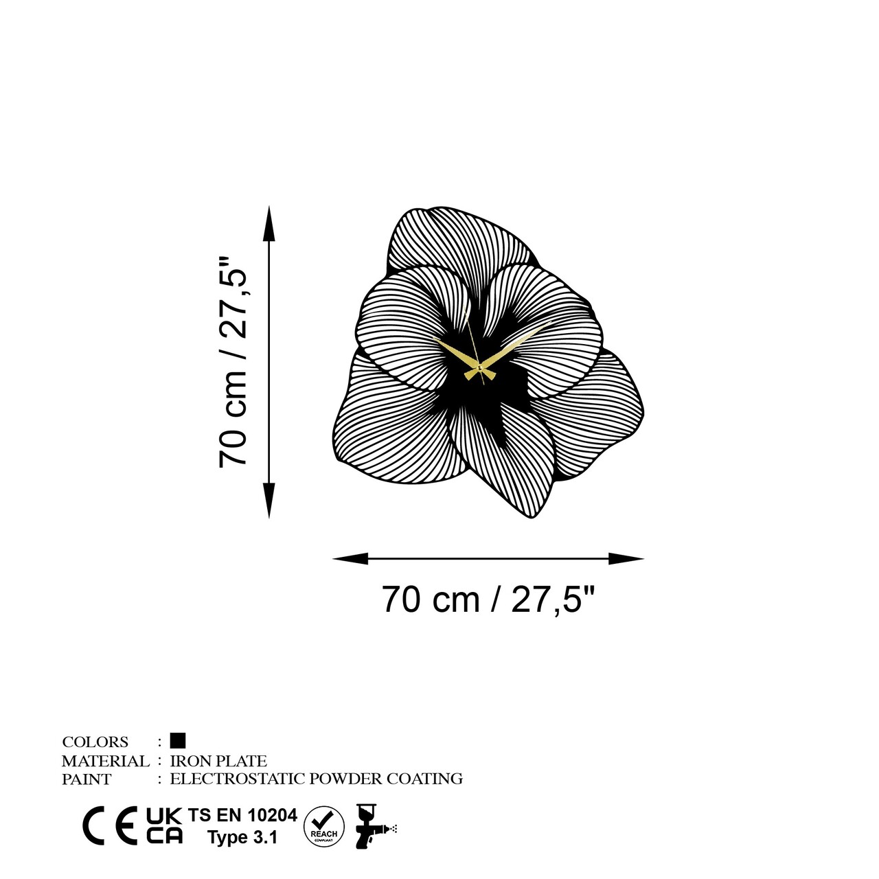 Ceas de perete, Aprire, (Grosime: 1,5 mm), Negru - view 7
