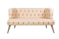 Canapea fixa West Monroe, Zeon, 2 locuri, 140x75x76 cm, lemn, crem