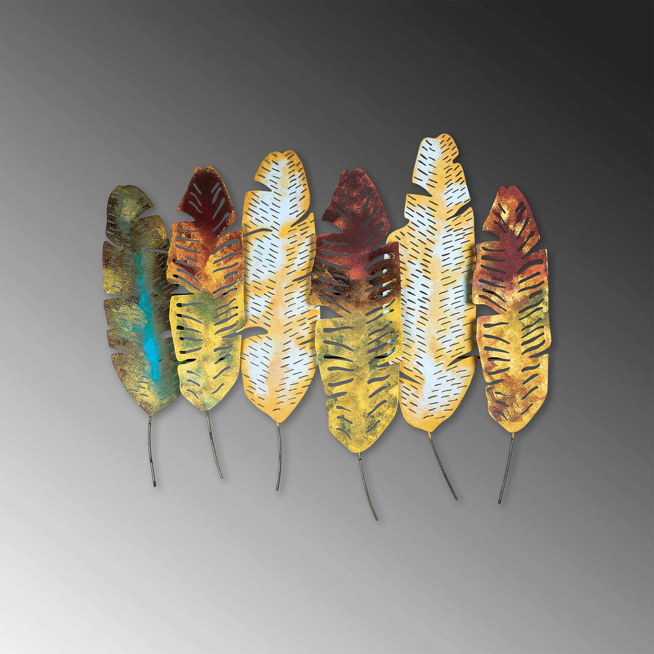 Decoratiune de perete, Leaves v11, Dimensiune: 107 x 88 cm, Multicolor - imagine 5