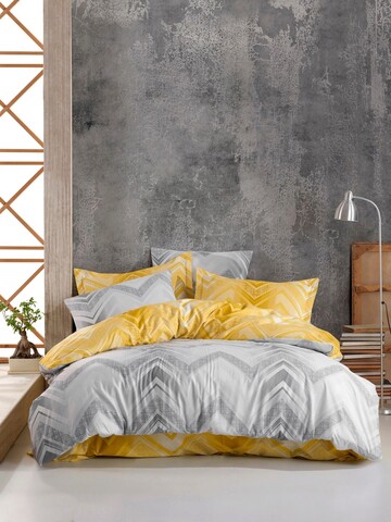 Lenjerie de pat pentru o persoana, gray - gray, yellow, acasă enlora, bumbac ranforce