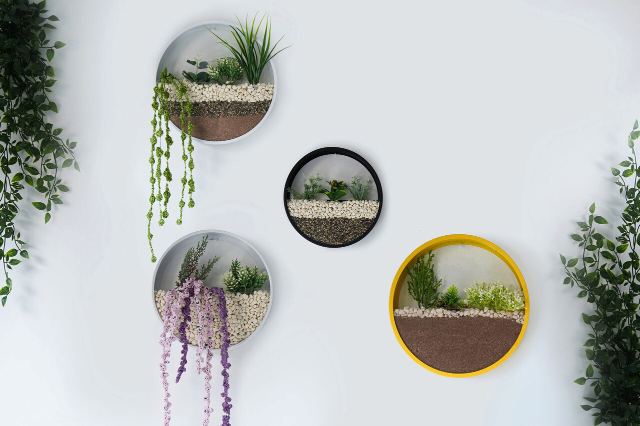 Decoratiune de perete, Cinquefoil, Metal, Fier, Galben / Negru / Alb - 1 | YEO