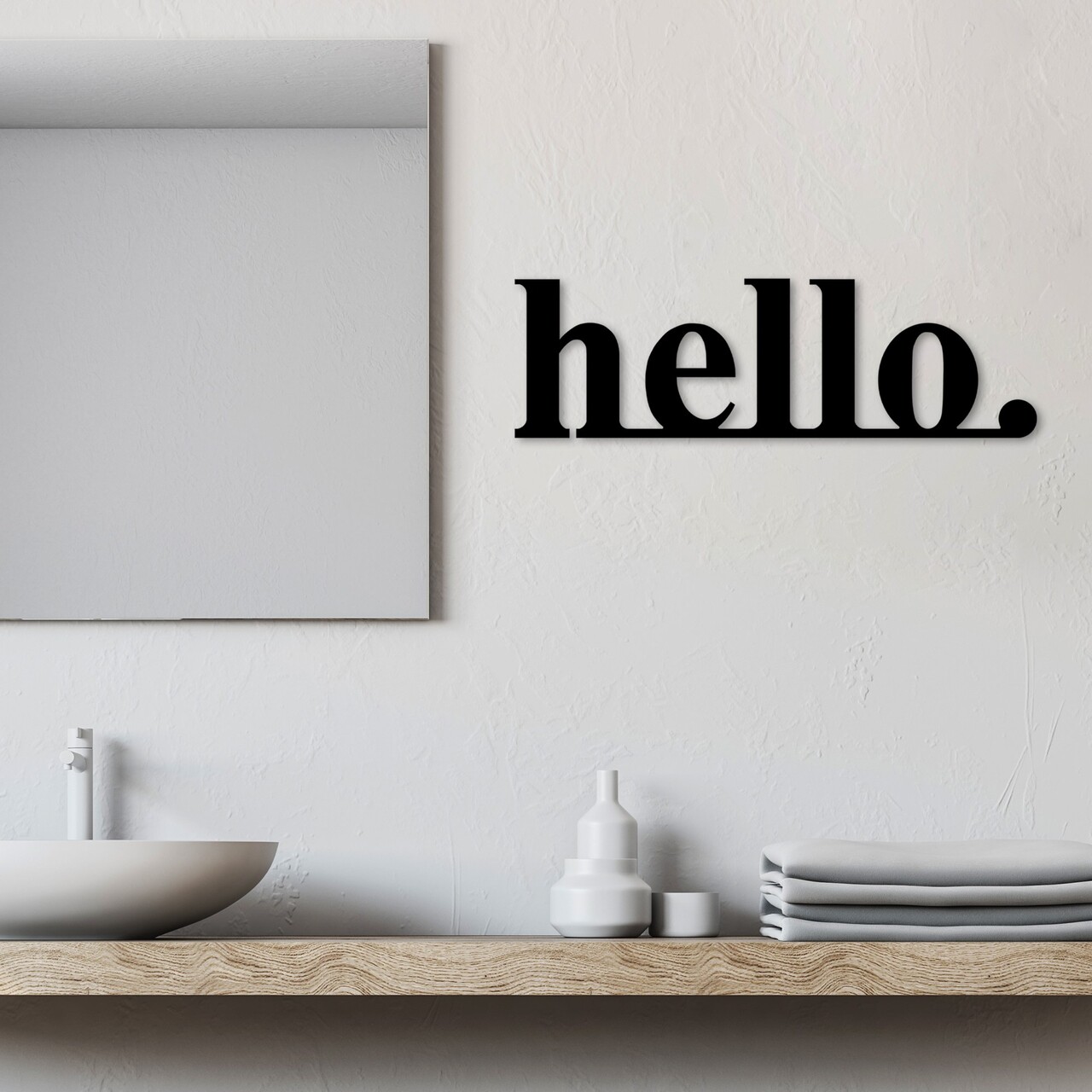 Decoratiune de perete, Hello, 70 x 21 cm, Negru - view 3