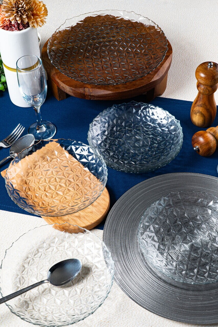 Set platouri servire desert, Hermia, 858CMR1903, Sticla, Farfurie de servire: 25 cm (1 bucată), Transparent — imaginea 5